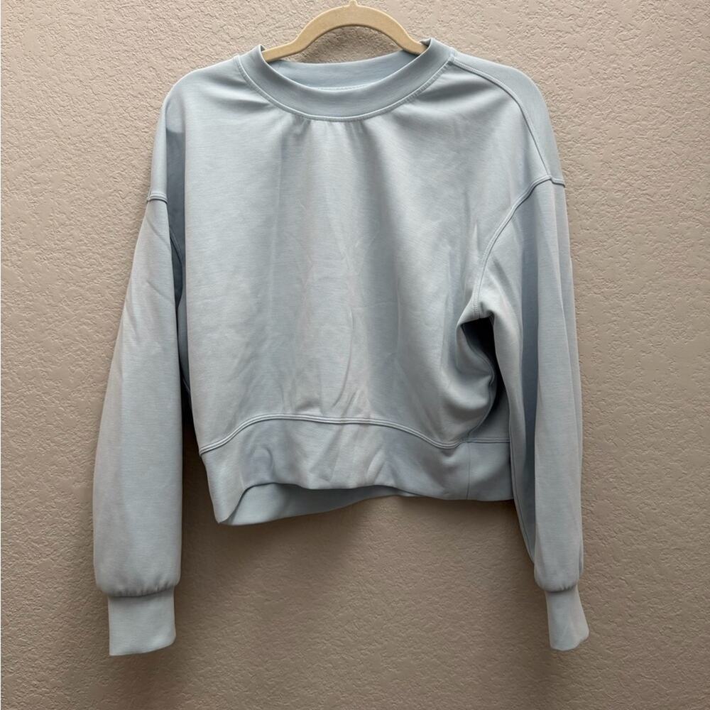 Lululemon Softstreme Perfectly Oversized Cropped Crew Sheer Blue - Picture 2 of 5